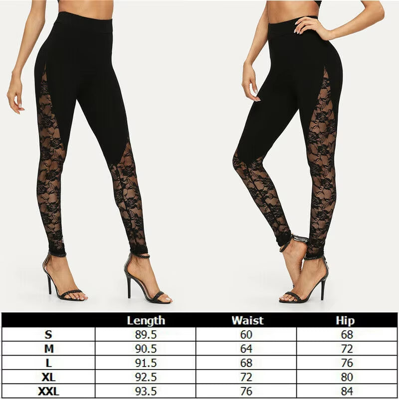 Sexy High Waist Black Lace Leggings Women&