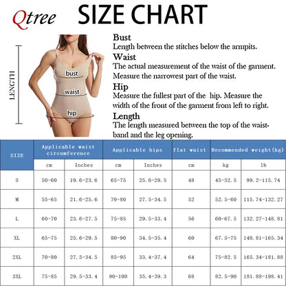 Qtree Full Body Shaper Shapewear Sculpting Sleeveless Tummy Control Bodysuit for Women Slim Waist Trainer with Hooks plus Size