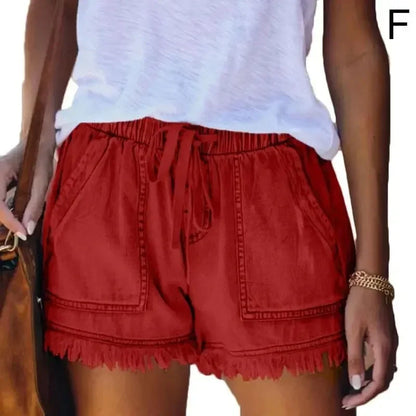 2023 New High Waist Elastic Waist Casual High Waist Slim Shorts Jeans Summer Women&