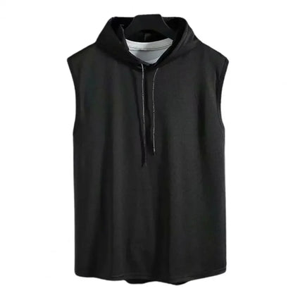 Ice Silk Summer Muscle Hoodie Vest Sleeveless Bodybuilding Gym Workout Fitness Shirt High Quality Vest Hip Hop Sweatshirt Tops