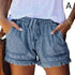 2023 New High Waist Elastic Waist Casual High Waist Slim Shorts Jeans Summer Women&