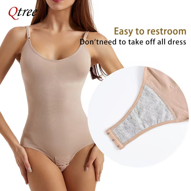 Qtree Full Body Shaper Shapewear Sculpting Sleeveless Tummy Control Bodysuit for Women Slim Waist Trainer with Hooks plus Size