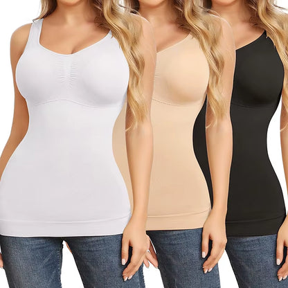 Women Shapewear Classic 2-IN-1 Tank Top with Padded Bra Tummy Control High Elastic Strench Vest Body Shaper Slim up Lift Corset