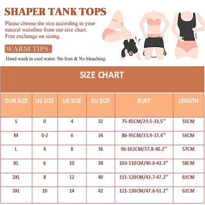 Women Shapewear Classic 2-IN-1 Tank Top with Padded Bra Tummy Control High Elastic Strench Vest Body Shaper Slim up Lift Corset