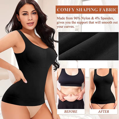 Women Shapewear Classic 2-IN-1 Tank Top with Padded Bra Tummy Control High Elastic Strench Vest Body Shaper Slim up Lift Corset