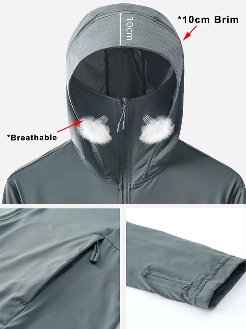 Summer UPF 50+ UV Proof Men Skin Coats Hooded Sun Protection Breathable Cool Thin Windbreaker plus Size Casual Jackets 8XL