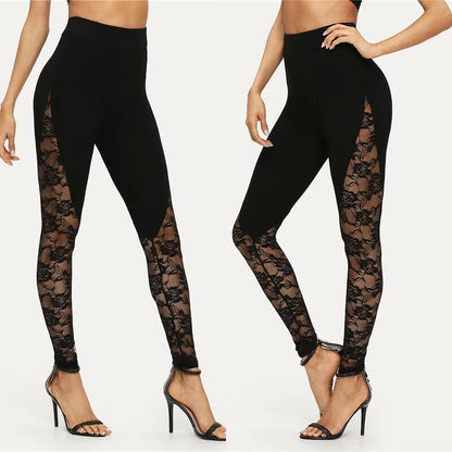 Sexy High Waist Black Lace Leggings Women&